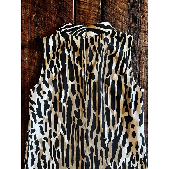 St. John Couture Sleeveless Silk Margay Cat Animal Print High Neck Top T… - Picture 13 of 14